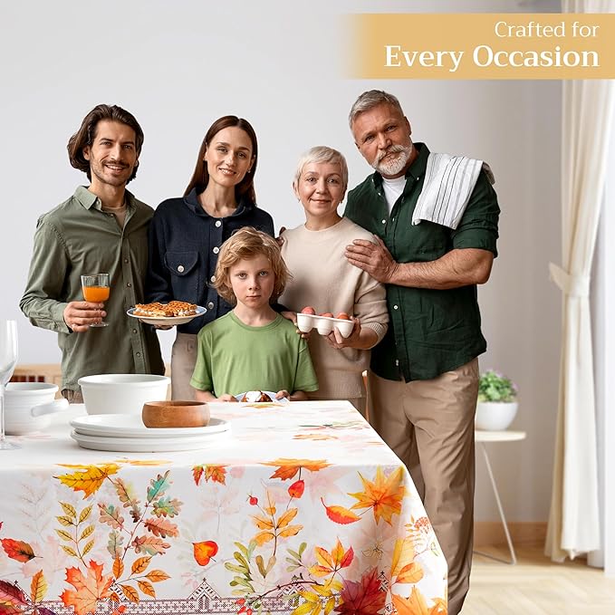 Maison d' Hermine Table Cloth Rectangle Table 100% Cotton 70 x 90 Inches Fall Tablecloth Reusable Everyday Use for Thanksgiving Christmas Decorations Dining Farmhouse Party (Amarante)