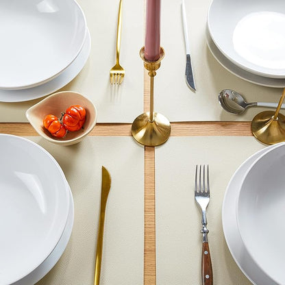 DOLOPL Placemats Set of 6, Wipeable Faux Leather Heat Resistant Mats for for Kitchen Dining Room Table Decorations, Modern Anti Slip Dining Table Place Mats for Indoor & Outdoor Use(Beige)