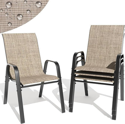 Patio Dining Chairs Set of 4 Outdoor Stackable Dining Chairs by TQKVIPI