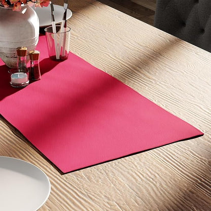 Encasa XO Table Runner 13"x36" Long | Cotton Canvas Fabric | Hot Pink Solid Color | Machine Washable & Durable