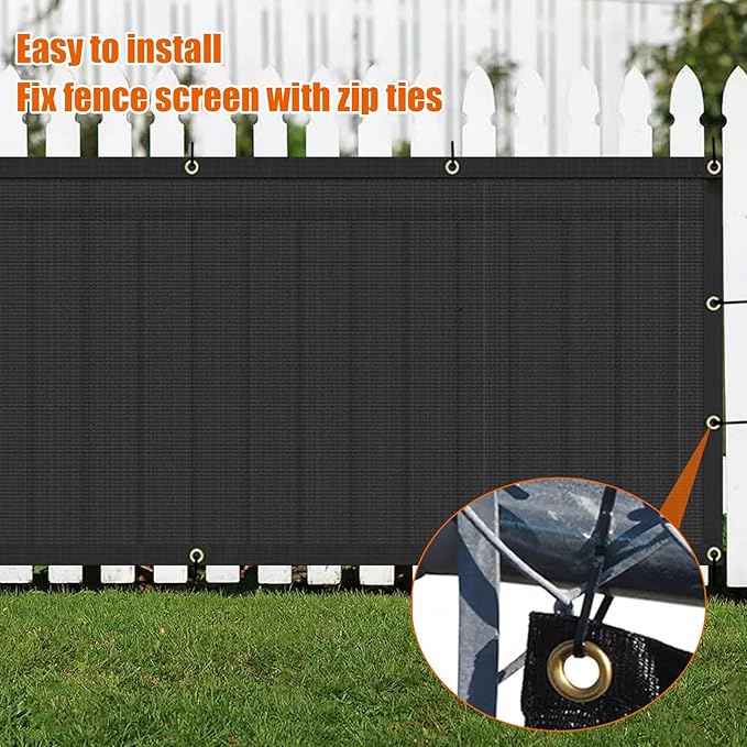 AYOHA 4' x 114' Privacy Fence Screen Fabric Mesh Shade Net Cover, Heavy Duty 160 GSM Privacy Barrier for Chain Link Fence, 90% Privacy Blockage, Excellent Airflow, Cable Zip Ties Included, Black
