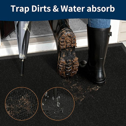 3' X 18' Commercial Outdoor Doormats Customized Sizes,Thick Heavy Duty Rubber Door Mat Indoor Outside, 0.35" Low Profile All-Weather Waterproof Matt for Garage Floor Patio Porch Entrance Entryway