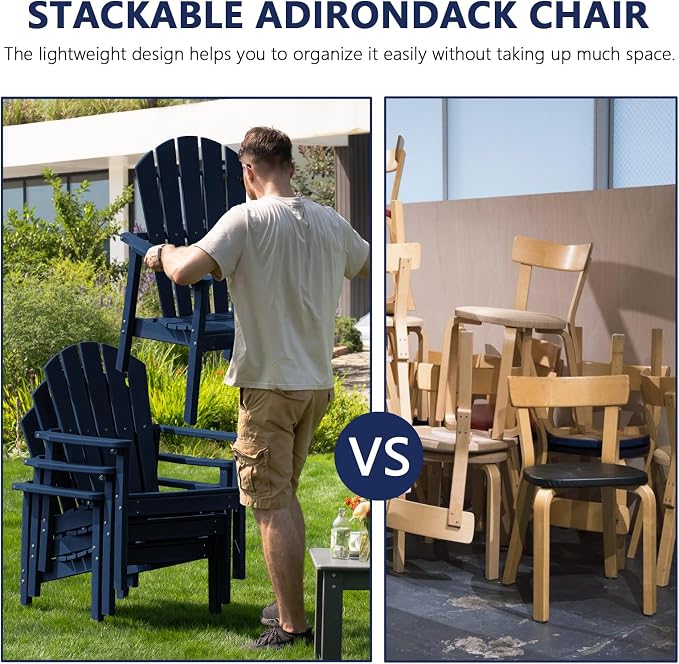 Compact Stackable Adirondack Chairs Set of 2, All-Weather - Image 3