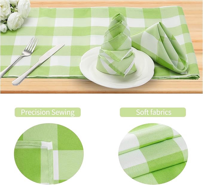 Cupuamon Buffalo Plaid Table Napkins Set of 25, 17x17 inch, Emerald and White, Poly-cotton Blend