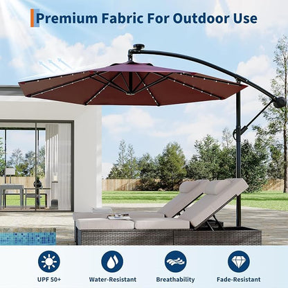 Garvee 10FT Solar Lights Offset Patio Umbrella - Image 7