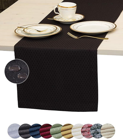 Black Table Runner 72 inch, Waterproof Dresser Scarf, Outdoor Coffee Table Runner, Elegant Dining Table Runners for Fiesta, Dinner Parties, Events, Wedding, Decor Thanksgiving, Halloween, Christmas