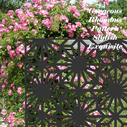 Domi Metal Privacy Screens and Panels with Free Standing, Freestanding Outdoor Indoor Privacy Screen, Decorative Privacy Screen for Balcony Patio Garden, Sun Flower Shape