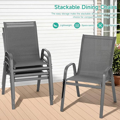 Patio Chairs Set of 6, All Weather Outdoor Dining Chairs | Stackable Dining - Image 5