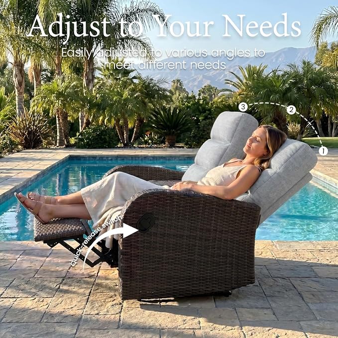 Oversized 3 Pieces Wicker Outdoor Recliner Loveseat - Image 6