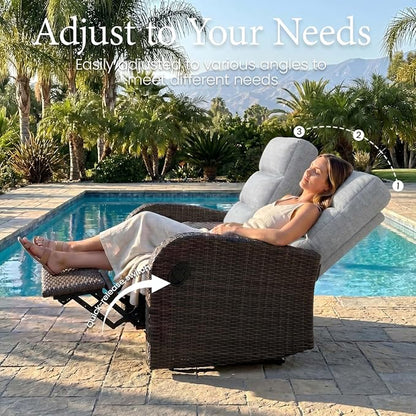 Oversized 3 Pieces Wicker Outdoor Recliner Loveseat - Image 6
