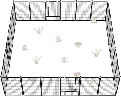FXW Garden Fence Outdoor for The Yard – 45in(H) x 54.7ft(L) Heavy Duty Metal Animal Barrier for Dog and Rabbit, Decorative Dog Fence, 24 Panels, Black