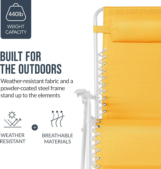 Best Choice Products Set of 2 Extra Wide Adjustable Steel Mesh Zero Gravity - Image 6