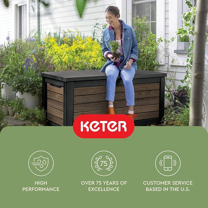 Keter Signature Collection 165 Gallon Resin Deck Box Organization and Storage - Image 11