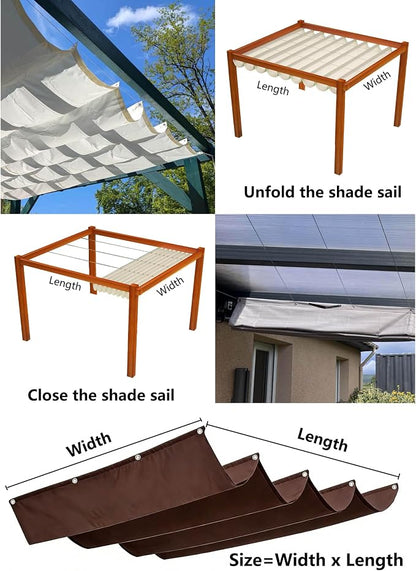 Retractable Wave Shade Cloth Waterproof 8' x 7' Sun Shade Sail Waterproof - Image 5