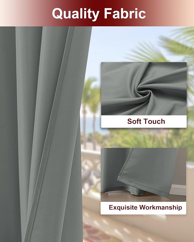 Grommet Outdoor Curtains for Patio Waterproof 8 Pcs 54x108 In Grey | - Image 4