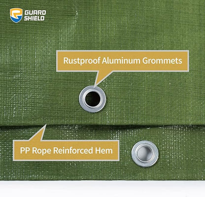 GUARD SHIELD Heavy Duty Tarp 10x10 Feet Green Multi Purpose Thick Waterproof Poly Tarp Cover 10mil