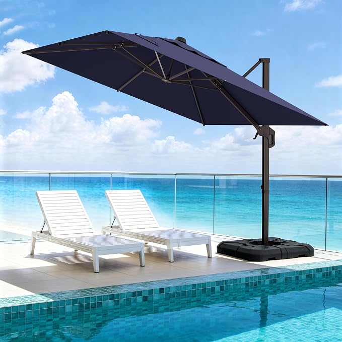 10' X 10' Patio Umbrella Cantilever Outdoor Rectangle Umbrella, Heavy Duty - Image 8