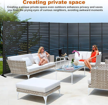 72" H×47" W Metal Privacy Screen, Outdoor Indoor Privacy Screens with Stand Panels, Free Standing Decorative Privacy Screen for Patio