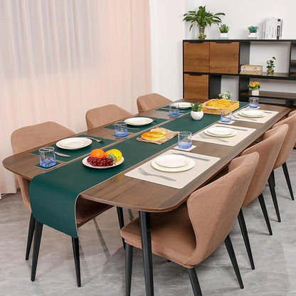 Myir JUN Table Runner Double Sided Vinyl Runner Table 55 Inch Long Runner for Table Washable Waterproof Non-Slip for Home Decorations Beige Green,12 x 55 inch
