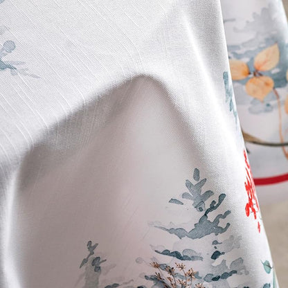 Maison d' Hermine Table Cloth Round Table 100% Cotton 69 Inches Fall Tablecloth Reusable Everyday Use for Thanksgiving Christmas Decorations Dining Farmhouse Party (Morzine)
