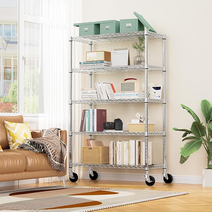 M MZG 5-Shelf Storage Shelves, Wire Shelving Heavy Duty Metal Storage Shelving - Image 2