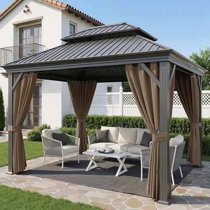 Outdoor Curtains Waterproof Panel W52 x L95 Inch Mocha, 1 Panel | Grommet Top - Image 2