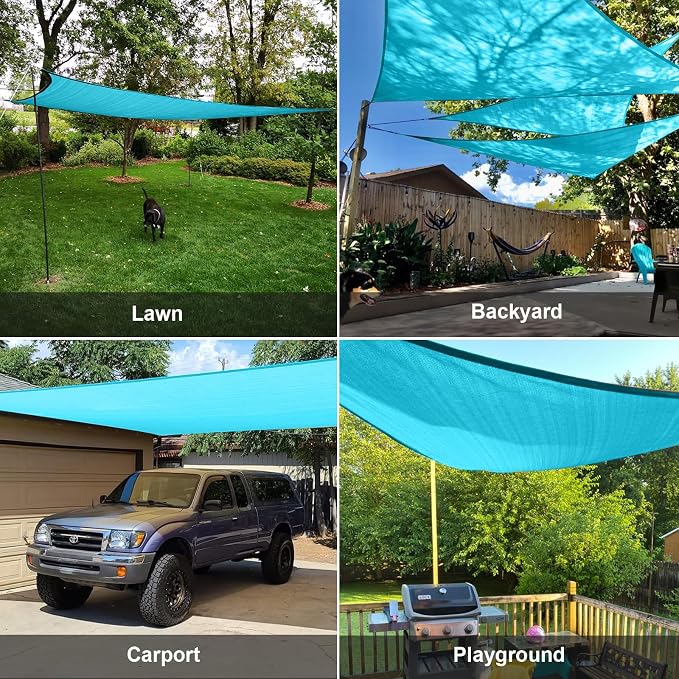 Sun Shade Sail 14' x 14' x 14' Turquoise Blue Triangle Shade | Outdoor sun - Image 8