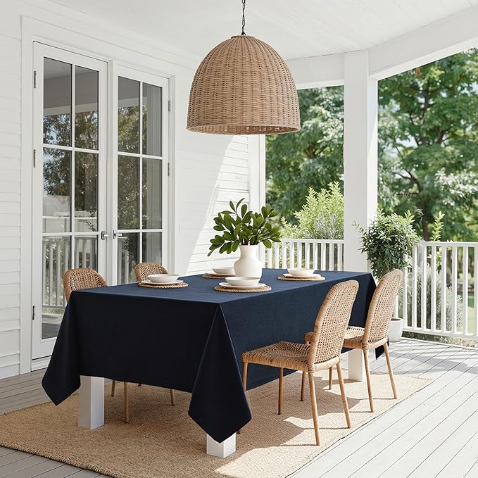 MIULEE Navy Blue Linen Polyester Tablecloth 60x104 Inch Rectangle Table Cloth Waterproof,Stain Resistant & Wrinkle Resistant for Dining Party Wedding