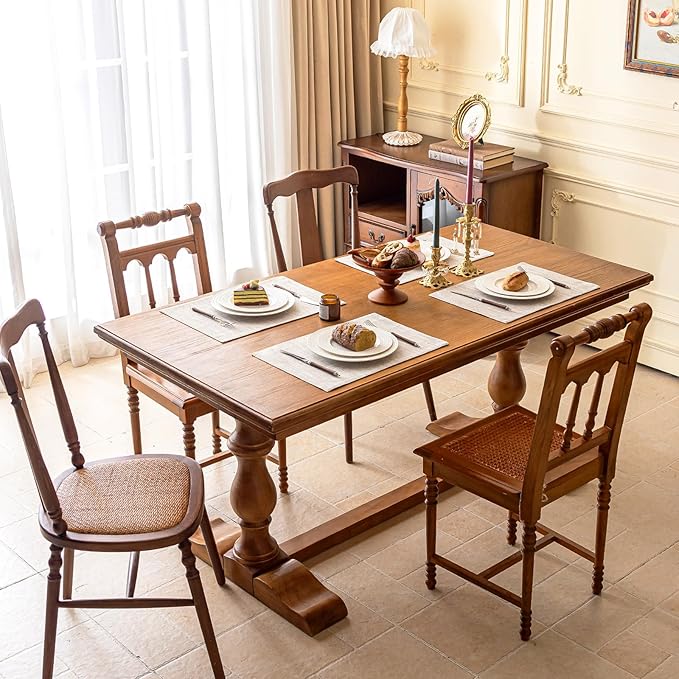 KXN Placemats Set of 8, Dual-Layer Thickened Faux Linen Table Mats, Heat Resistant & Wrinkle-Free, Machine Washable Cloth Place Mats for Kitchen Dining Indoor Outdoor (Cream)