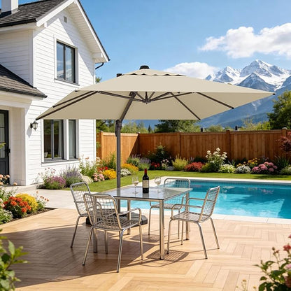 10' X 10' Patio Umbrella Cantilever Outdoor Rectangle Umbrella, Heavy Duty by ORYNTREX