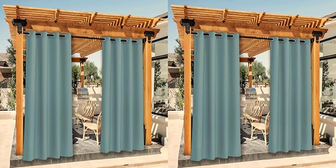 NICETOWN Canvas Outdoor Waterproof Patio Curtains 4 Pieces, Rustproof Grommets by NICETOWN