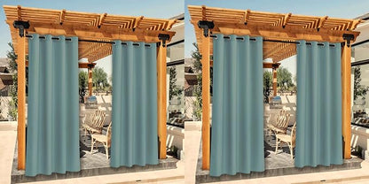 NICETOWN Canvas Outdoor Waterproof Patio Curtains 4 Pieces, Rustproof Grommets by NICETOWN