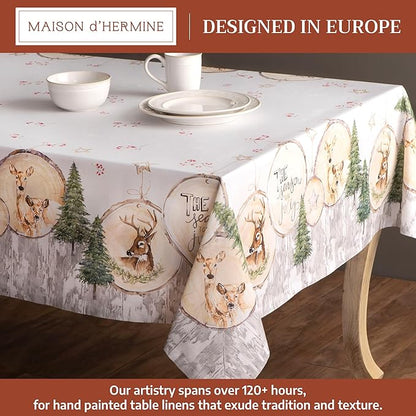 Maison d' Hermine Table Cloth Rectangle Table 100% Cotton 60 x 90 Inches Fall Tablecloth Reusable Everyday Use for Thanksgiving Christmas Decorations Dining Farmhouse Party (Mountain Life)