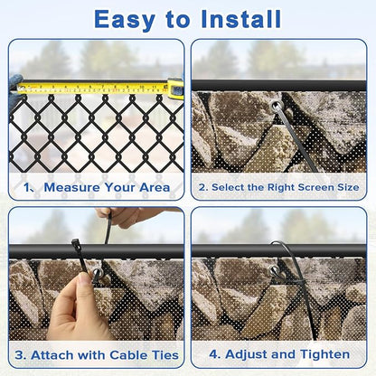UPGRADE 4'x15'Customized PVC Privacy Fence Screen with Stone Wall Print – Outdoor Waterproof Patio Privacy Cover for Yard, Balcony, Garden Fence Decoration