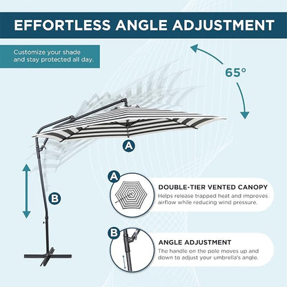 10FT Outdoor Offset Umbrella, Cantilever Patio Umbrella - Image 3