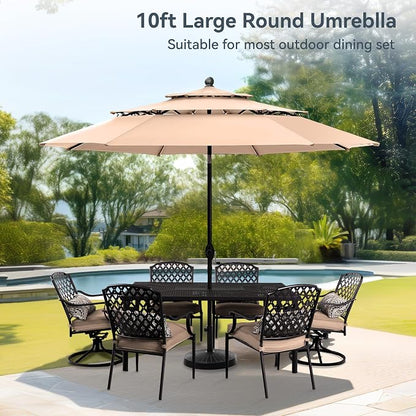 PHI VILLA 10ft Outdoor Patio Umbrellas, 3 Tier Vented Table Umbrella, 1.5" Pole - Image 9