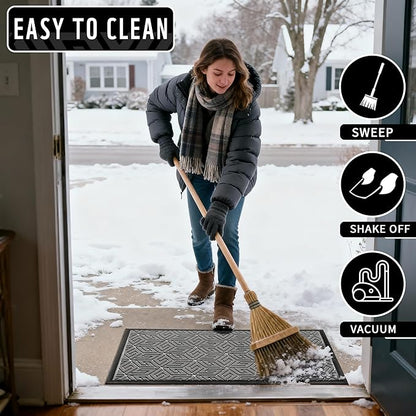 Yimobra Large Door Mat 47x24, All-Weather Waterproof Outdoor Mats for Front Door, Non Slip Rubber Doormat for Patio Proch Outside Entryway Indoor, Gray