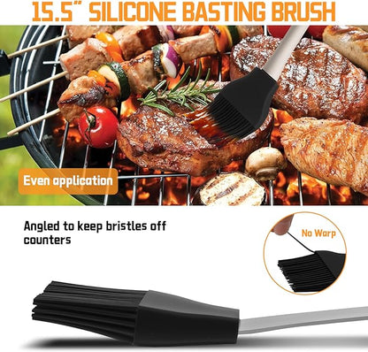 9Pcs Heavy Duty Stainless Steel Grill Accessories, Professional Barbecue Accessories BBQ Grill Tools Set with Portable Bag, Grilling Gifts for Men Dad Him,BBQ Utensils for Backyard Outdoor Camping