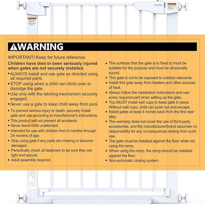 Cumbor 36" Extra Tall Baby Gate for Dogs and Kids with Wide 2-Way Door, 29.7"- 46" Width, and Auto Close Personal Safety for Babies and Pets, Fits Doorways, Stairs, and Entryways, White