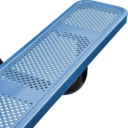 Global Industrial 72" Rectangular Picnic Table, Perforated Metal, Thermoplastic Coating, Attached Benches, 1-1/2” Umbrella Pole Hole, Outdoor-Rated, 1000 lbs Capacity, Blue
