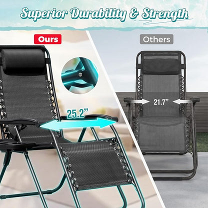 Homall Zero Gravity Chair Patio Folding Lawn Lounge Chairs | Outdoor Lounge - Image 4