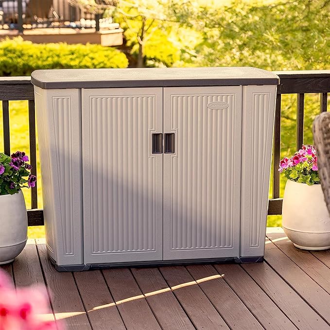 Suncast XL Outdoor Storage Cabinet, 130 Gal, Peppercorn Gray - Image 7