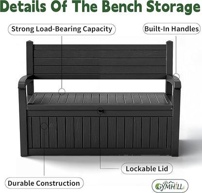 80 Gallon Outdoor Storage Bench, Waterproof Resin Deck Box - Image 4