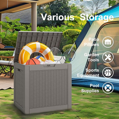 NUNU LAB Outdoor Storage Box 31 Gallon,Waterproof Indoor Outside Deck Boxes,Backyard Storage Bin for Package Delivery,Garden Tools,Patio Cushions,Pool Accessories,Storage Bench Lockable Lid,Tool Box