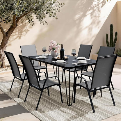 JEAREY Patio Dining Chairs Set of 6, Outdoor Stackable Dining Furniture Set - Image 2
