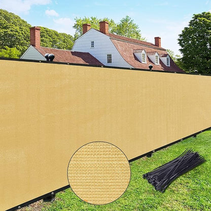 UPGRADE Privacy Fence Screen 5'x4' Sand Outdoor 90% Visibility Blockage 170 GSM Mesh Shade Cover Panels for Backyard,Balcony,Home Decoration with Zip Ties,Customized Avaliable
