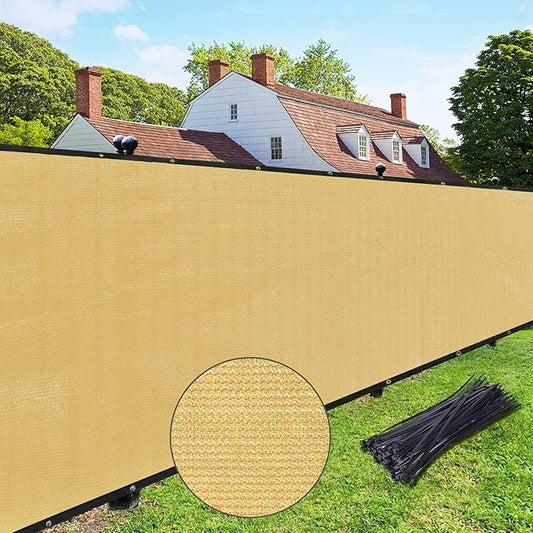UPGRADE Privacy Fence Screen 5'x13' Sand Outdoor 90% Visibility Blockage 170 GSM Mesh Shade Cover Panels for Backyard,Balcony,Home Decoration with Zip Ties,Customized Avaliable