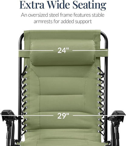 Best Choice Products Oversized Padded Zero Gravity Chair, Folding Outdoor Patio - Image 3