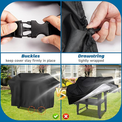 Heavy Duty Waterproof Gas Grill Cover, 76 inch Flat Top Griddle Cover for Weber Char-Broil Nexgrill More，4-6 Burner Grill Cover for Most 75 in Smoker，76"x 26"x36"