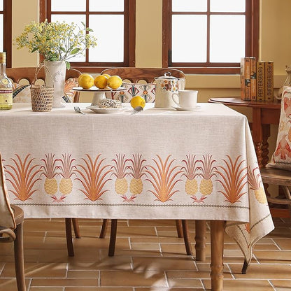patdrea Designer Linen Tablecloth for Rectangle Table,Pineapple Pattern Colorful Tropical Style Tablecloths,Table Cover Cloth Decor for Kitchen Dining Christmas,Thanksgiving,55"x87"-Pineapple B